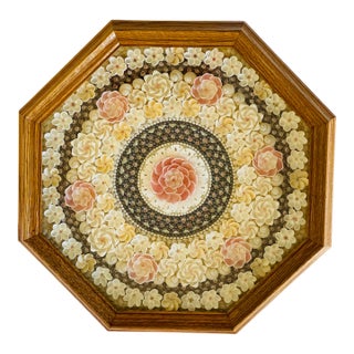 16” Superb Sailors Valentines Sea Shell Octagonal For Sale