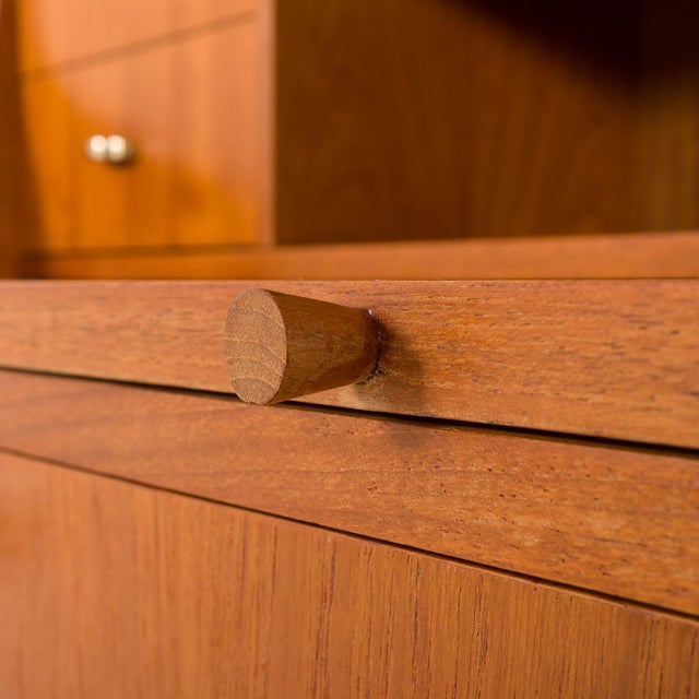 Danish Modern Teak Secretaire with Brass Details and Hidden Vanity, 1960s For Sale - Image 16 of 18