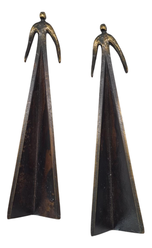 Vintage Bronze Sculptures, 1980s, Set of 2