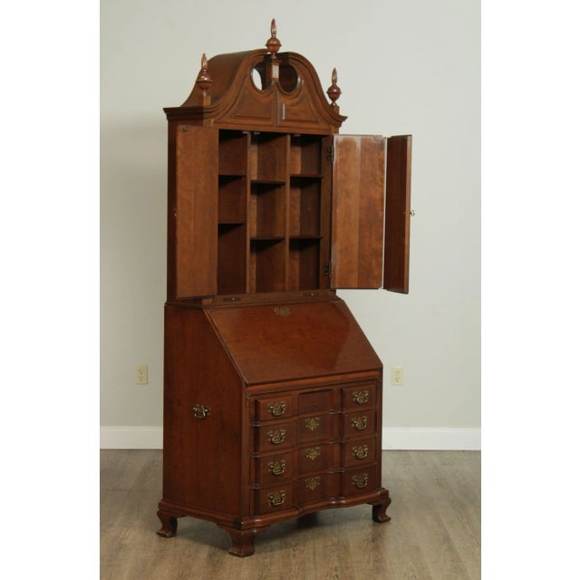 Chippendale Maddox Chippendale Style Cherry Clock Front Secretary Desk For Sale - Image 3 of 13