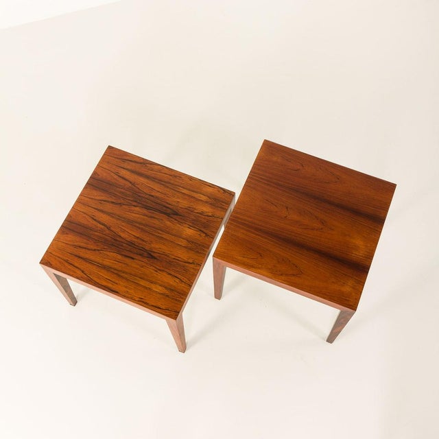 Wood Rosewood Side Tables or Nighstands by Severin Hansen for Haslev, 1960s, Set of 2 For Sale - Image 7 of 13