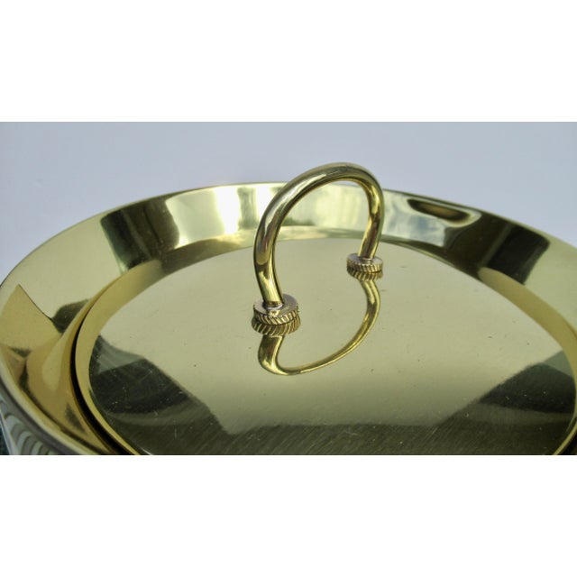 Vintage C.1960's Italian Aldo Tura Malachite Green Goatskin & Brass Lidded Ice Bucket For Sale - Image 13 of 18