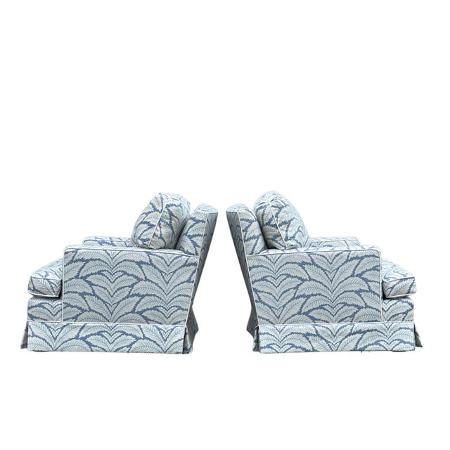 Pair of Baker Furniture Company Club Chairs in Brunschwig & Fils For Sale - Image 10 of 18