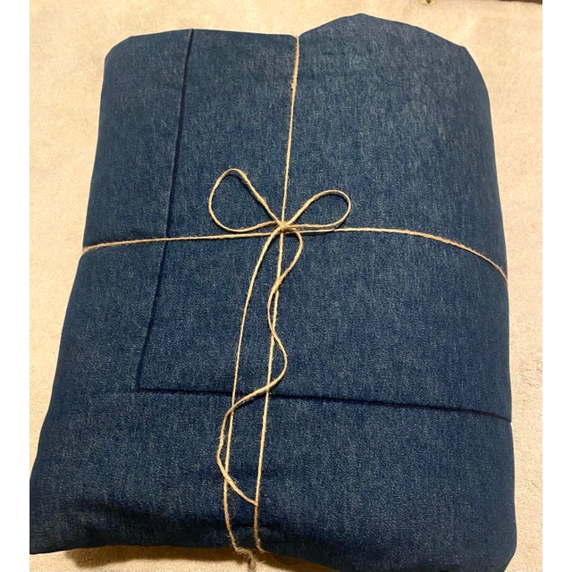 Ralph Lauren Reversible Rare Dark Blue Heavy Denim Queen Comforter Late 20th Century Excellent Condition For Sale In Denver - Image 6 of 6