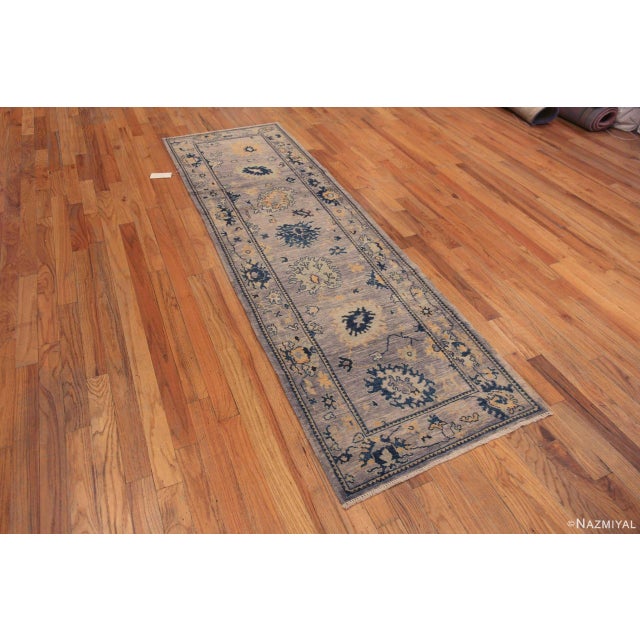 A Beautifully Decorative Soft Purple Pastel Color Modern Turkish Oushak Design Contemporary Hallway Runner Rug, Country of...