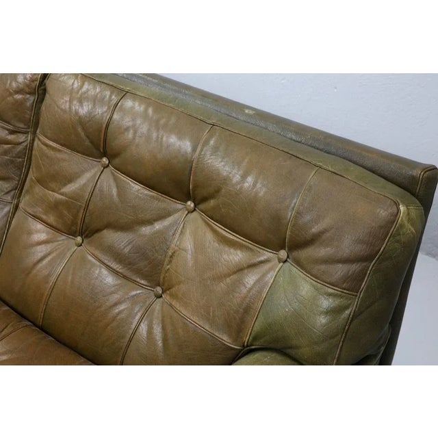 Mexico 3-Seater Sofa in Brown Green Leather by Arne Norell for Arne Norell Ab, Denmark, 1960s For Sale - Image 11 of 12