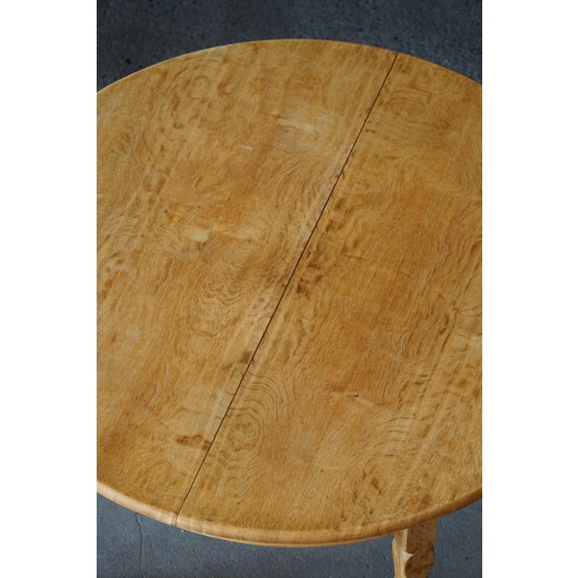 Mid-Century Modern Round Oak Dining Table with Three Extensions, 1960s For Sale - Image 16 of 18