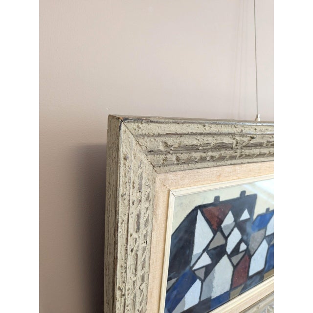1952 Mid-Century Modern 'Rhythm of Facades' Swedish Geometric Abstract Street Scene Oil Painting, Framed For Sale - Image 6 of 9