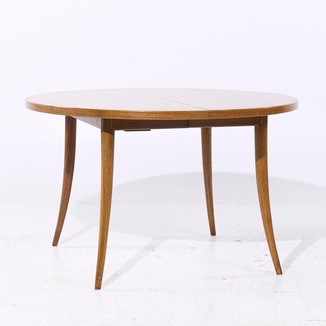 Wood Harvey Probber Mid Century Bleached Mahogany Expanding Saber Leg Dining Table With 4 Leaves For Sale - Image 7 of 11