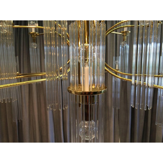 1970s 1970s Gaetano Sciolari Brass & Glass Chandelier For Sale - Image 5 of 9
