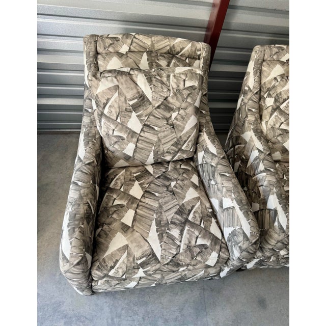Lee Industries Palm Leaf Upholstered Lounge Chair- Set of 2 For Sale In Greenville, SC - Image 6 of 11