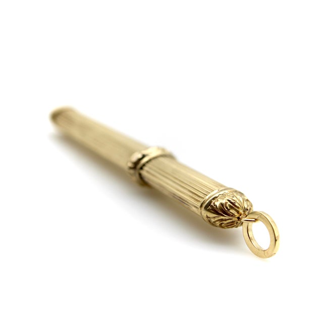 Mid 19th Century Mid 19th Century Victorian 14k Gold Dutch Reeded Needle Case Pendant For Sale - Image 5 of 10