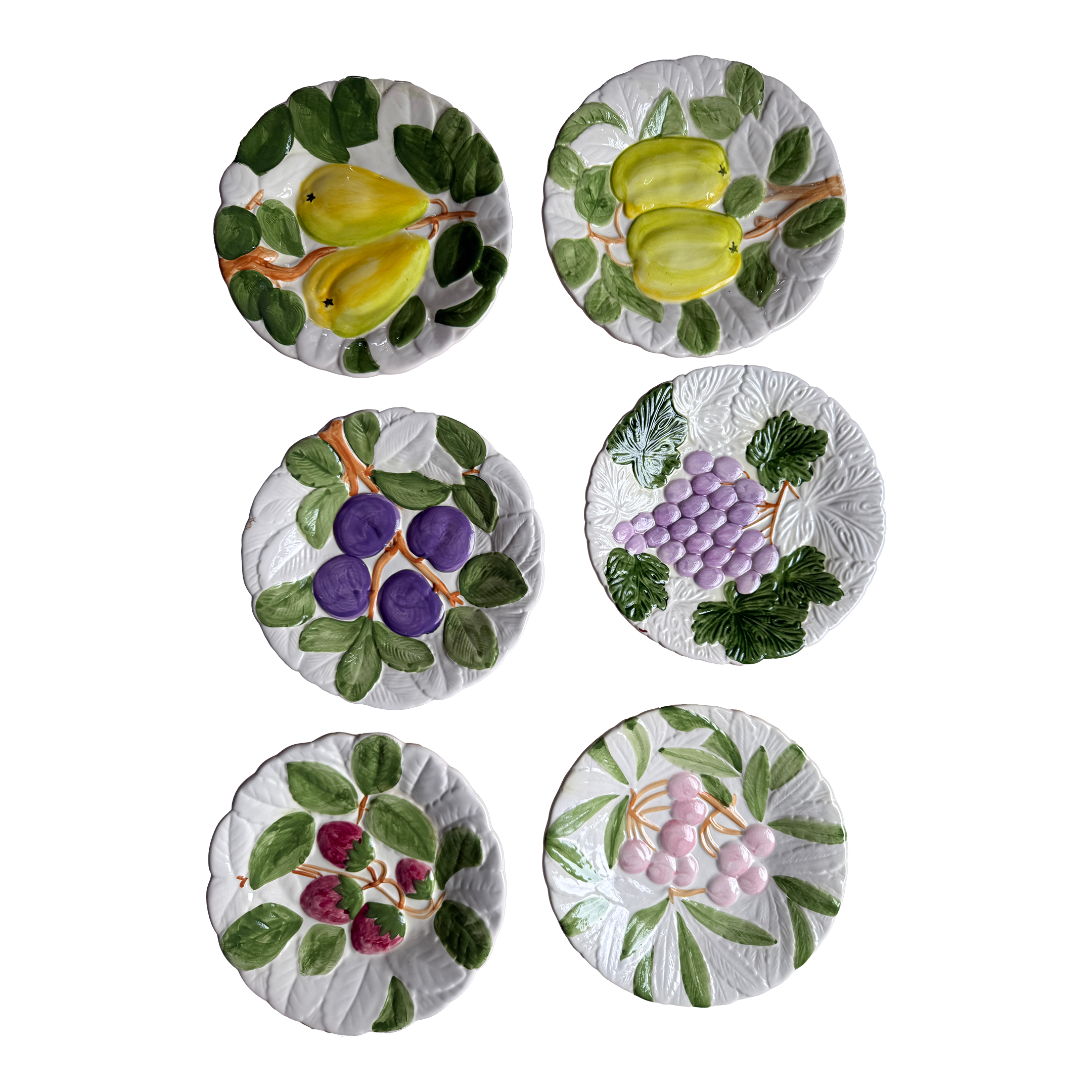 Vintage Shafford Fruit Du Jour Plates Set of Six 8.25 Inch