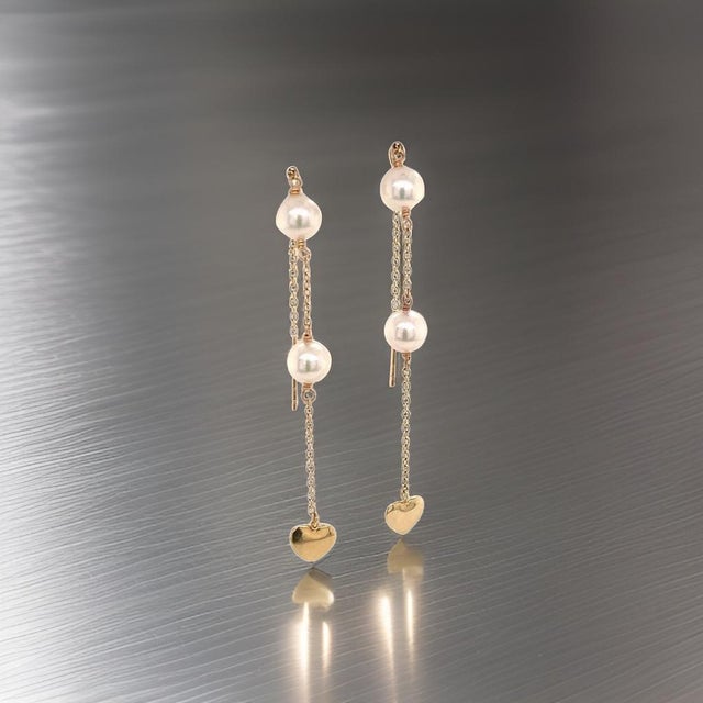 Metal Akoya Pearl Earrings 14k Yellow Gold Certified For Sale - Image 7 of 16