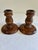 Mid-Century Modern Rustic Turned Wood Candlestick Holders, Pair For Sale - Image 3 of 7