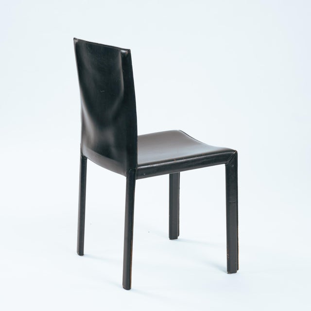 Vintage Black Leather Pasqualina Dining Chairs by Enrico Pellizzoni, Italy, 1981, Set of 6 For Sale - Image 6 of 18