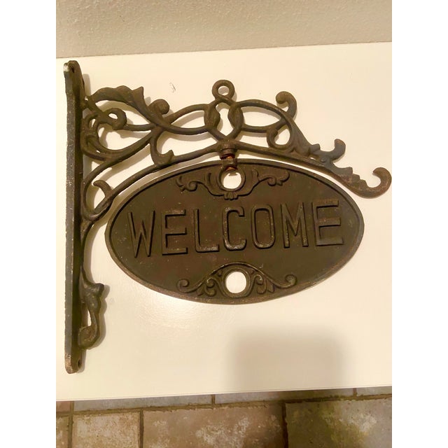 Vintage Cast Iron Welcome Sign | Chairish