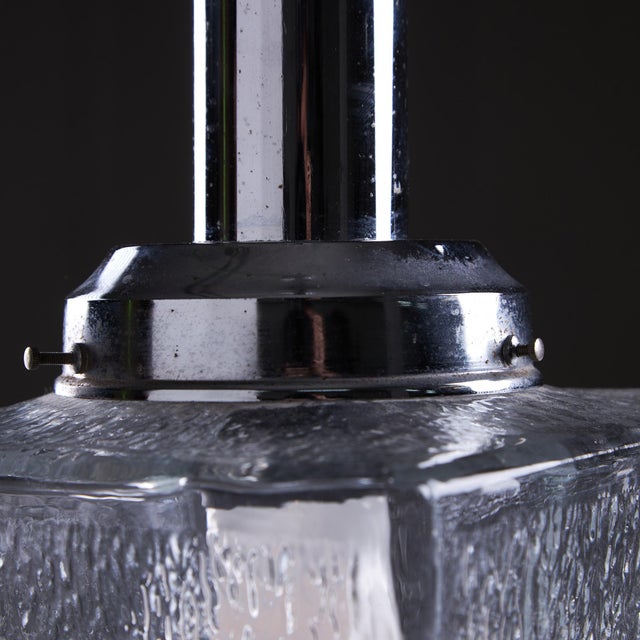 Art Deco Dappled Glass Cuboid Pendant, 1960s For Sale - Image 9 of 12