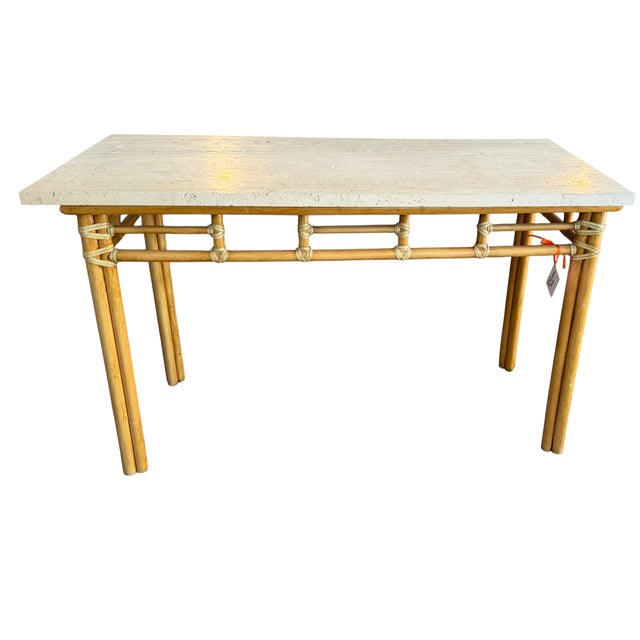McGuire McGuire Furniture Co Tessellated Stone Top Console Table For Sale - Image 4 of 4