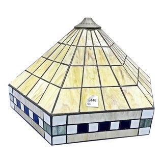 Vintage Arts and Crafts Style Stained Glass Lampshade For Sale