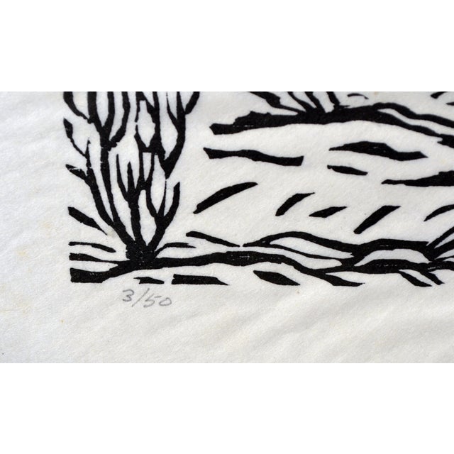 1960s "South From Puertecitos" Mid Century Abstracted Landscape, Woodcut on Paper by Edgar Dorsey Taylor For Sale - Image 5 of 9