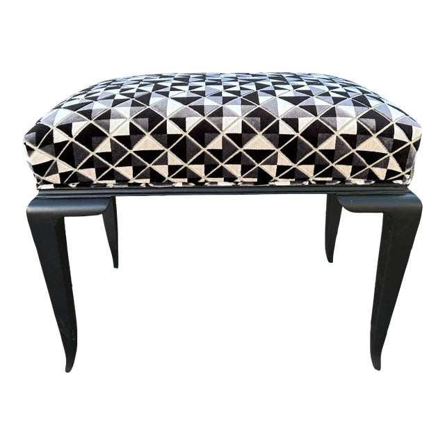 1920s French Art Deco Ebonized Bench by Jules Leleu For Sale