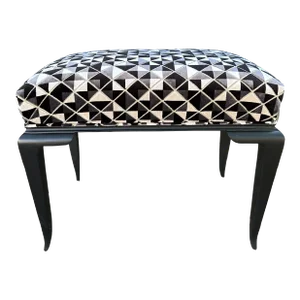 1920s French Art Deco Ebonized Bench by Jules Leleu