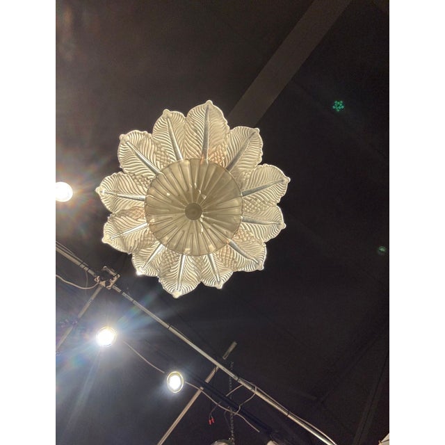 Murano Frost Glass Leaf Flush Mount Chandelier For Sale In Dallas - Image 6 of 7