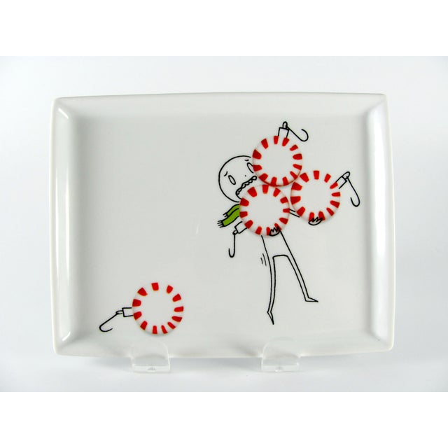 Crate & Barrel Cb2 Oliver Peppermint Ornament Christmas Appetizer Plate - Set of 4 For Sale - Image 9 of 10