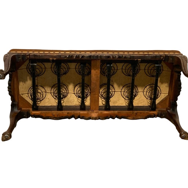 Antique American Rococo Revival Carved Walnut Needlepoint Bench, Pierced Louis XV Style For Sale In Raleigh - Image 6 of 6