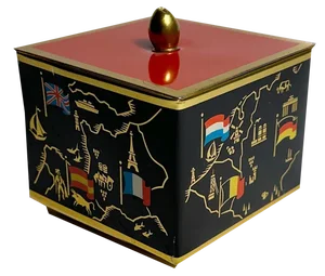 Mid-century Modern Lidded Box With European Flag Motif, 1960s