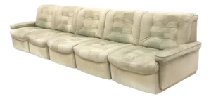 Large Vintage Modular Sectional Sofa in Green Leather, 1970s, Set of 5