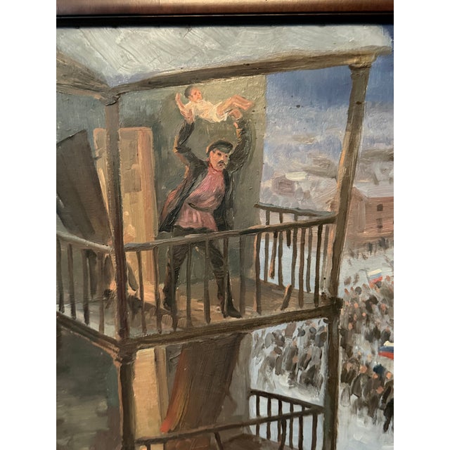 1930s 1934 Antique Kiev Oil Painting A. Alexandrov Signed Historical Revolution Study For Sale - Image 5 of 12