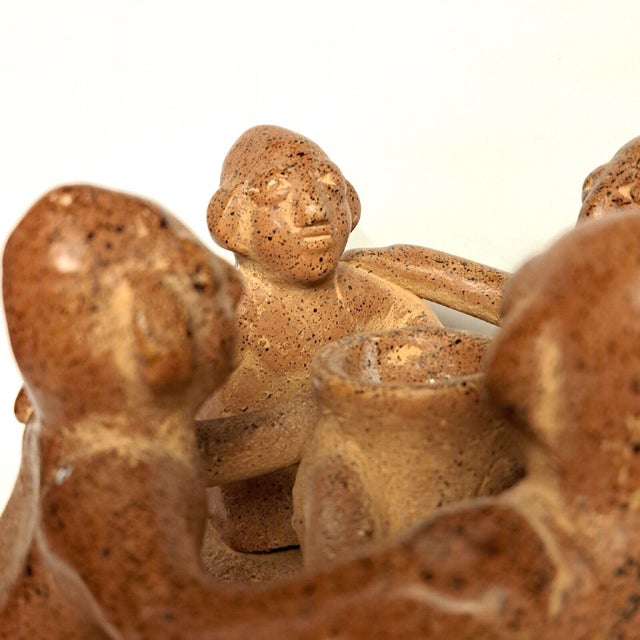 Mid 19th Century Aztec Mayan Folk Art Circle of Friends Candle Holder