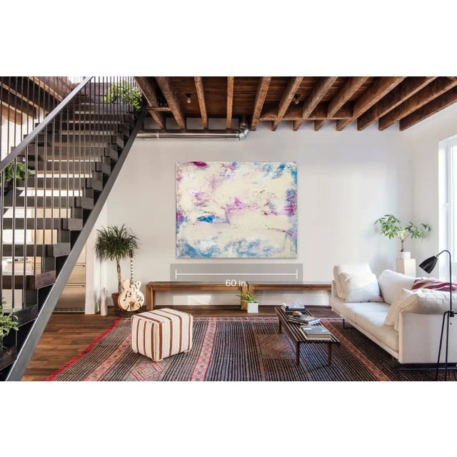 Abstract Expressionism Mirtha Moreno, Oil Painting on Panel Titled: "Sky Fall"", 2020 For Sale - Image 3 of 12