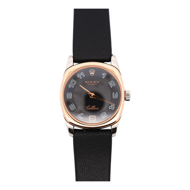 Vintage Rolex Cellini Danaos 18k Rose Gold Black Dial Ladies Quartz Watch For Sale