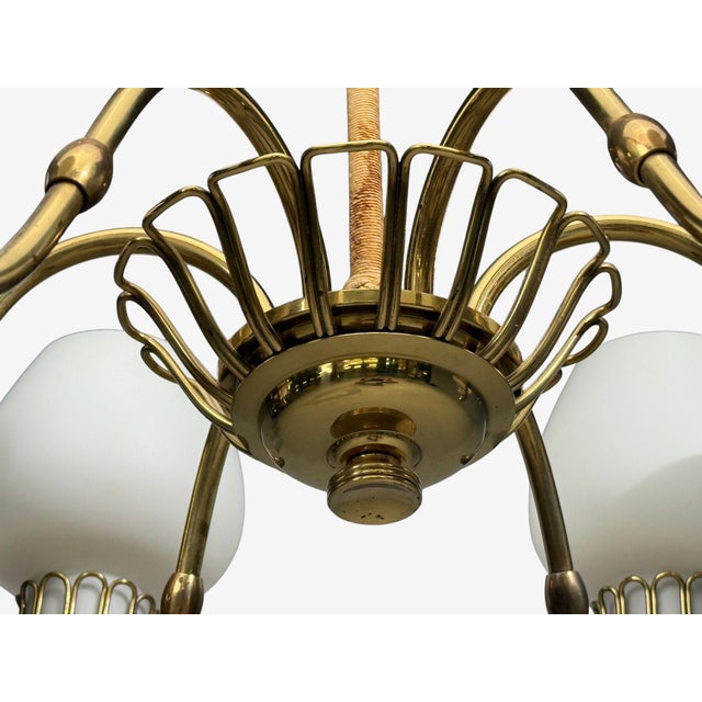 1960s Danish Modern, Chandelier, Brass, String, Glass For Sale - Image 9 of 13