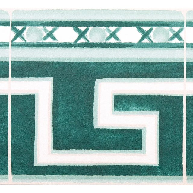 Contemporary Sample - Schumacher X Mary McDonald Azulejos Border in Emerald For Sale - Image 3 of 6