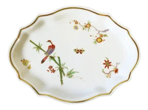 Richard Ginori Italian Jewelry Dish Tray W/Parrot Bird on Bamboo Branch