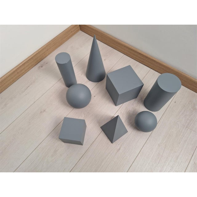 Wooden Geometric-Shape Ornaments in Light Blue Lacquer from Molteni, 1990s, Set of 8 For Sale - Image 13 of 14