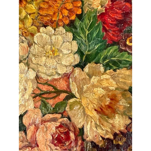 Antique English Painted Wood Firescreen Flower Basket Dummy Board. For Sale - Image 4 of 13