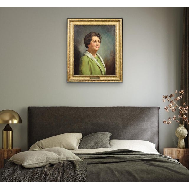 Howard Barron, Katherine Merry Nee Horstmann, Director of Horstmann Gear Company, 1946, Oil on Canvas For Sale - Image 17 of 18