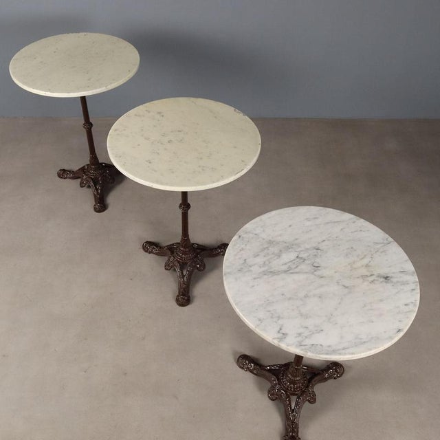 Tables with White Marble Tops, Set of 3 For Sale - Image 4 of 12