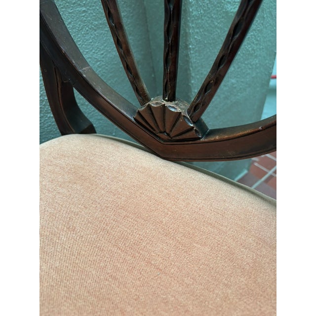 Set of 4 Mahogany Carved Shield Back Dining Chairs For Sale - Image 10 of 12