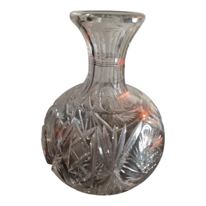 1960s American Brilliant Cut Glass Round Decorative Vase