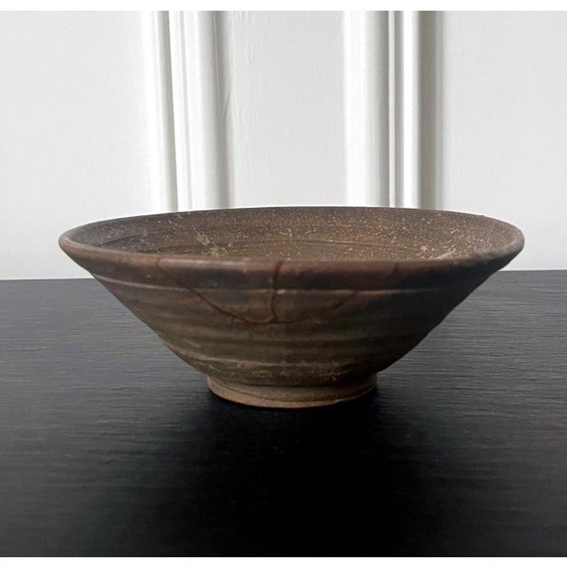 Brown Korean 17th Century Kakinoheta Chawan Tea Bowl with Rustic Charm For Sale - Image 8 of 11