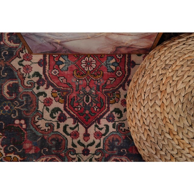 1970s Vintage Persian Handmade Wool 10x13 Red Area Rug For Sale - Image 4 of 11