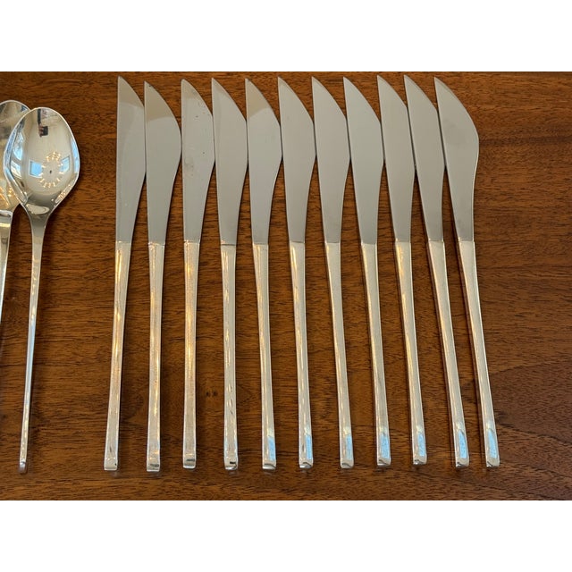Pearson Mid 20th Century “Vision” Sterling Silver Flatware by Ronald Hayes Pearson - 60 Piece For Sale - Image 4 of 9