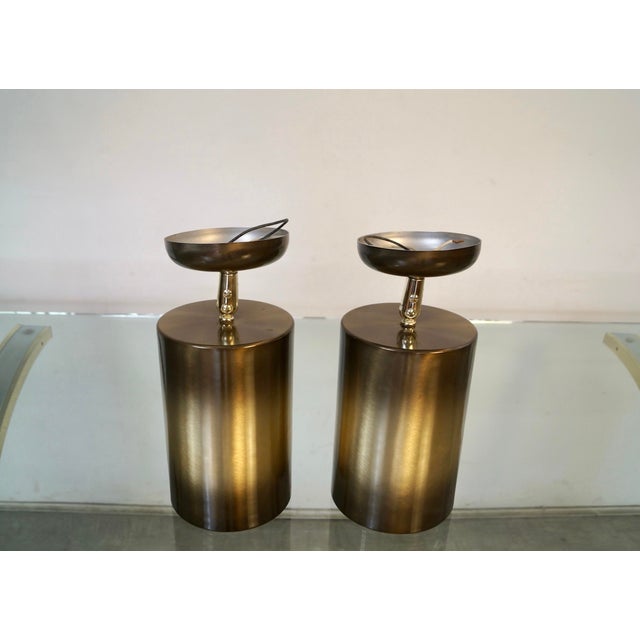 1950s 1950’s Mid-Century Modern Aluminum Brass Sconces - A Pair For Sale - Image 5 of 12