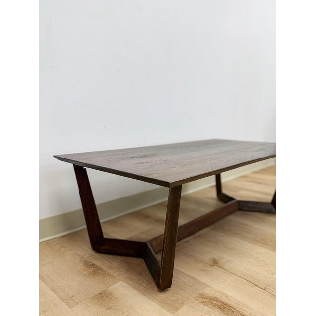 Wood Vintage Style Williams Sonoma Home Dark Walnut Coffee Table MCM Wood For Sale - Image 7 of 11